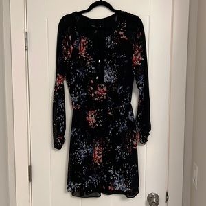 Floral White House Black Market chiffon dress. Size 8